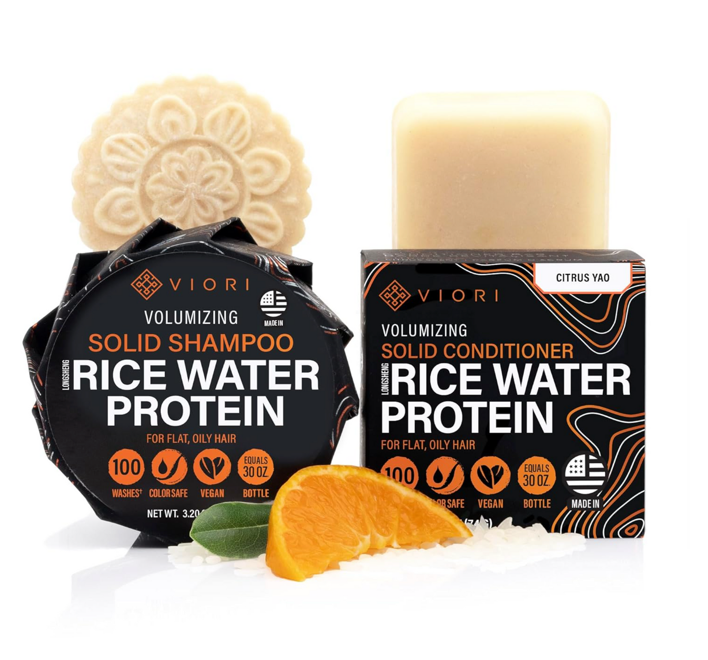 Viori Rice Water Protein Shampoo and Conditioner Bar Set